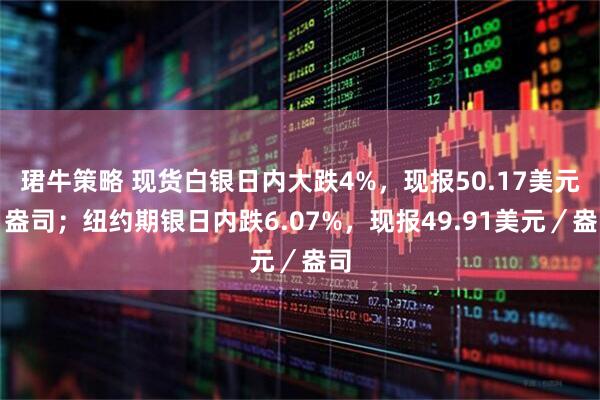 珺牛策略 现货白银日内大跌4%，现报50.17美元／盎司；纽约期银日内跌6.07%，现报49.91美元／盎司