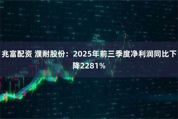 兆富配资 濮耐股份：2025年前三季度净利润同比下降2281%